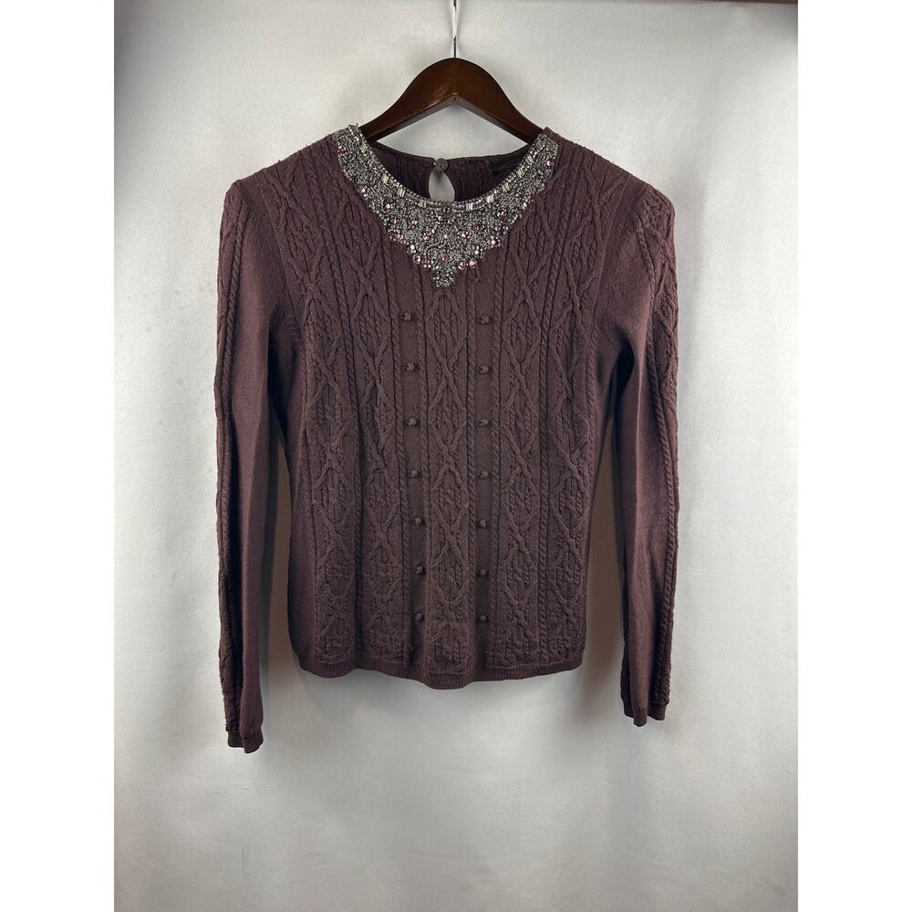 Women’s Vintage Valentino Brown Virgin Wool Sweater Size M